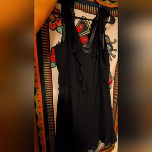 White house black market adorable mesh wavy trim little black dress..